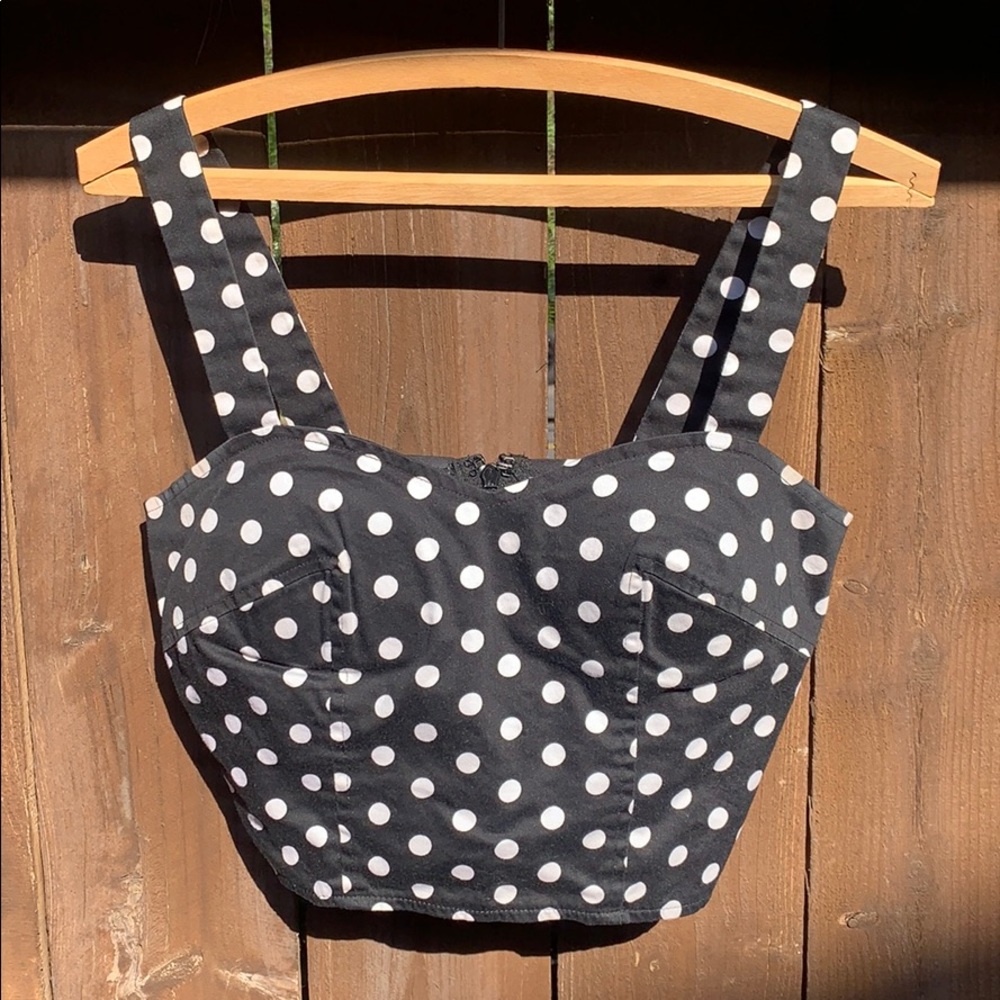 Black & white polka dot bodice corset top